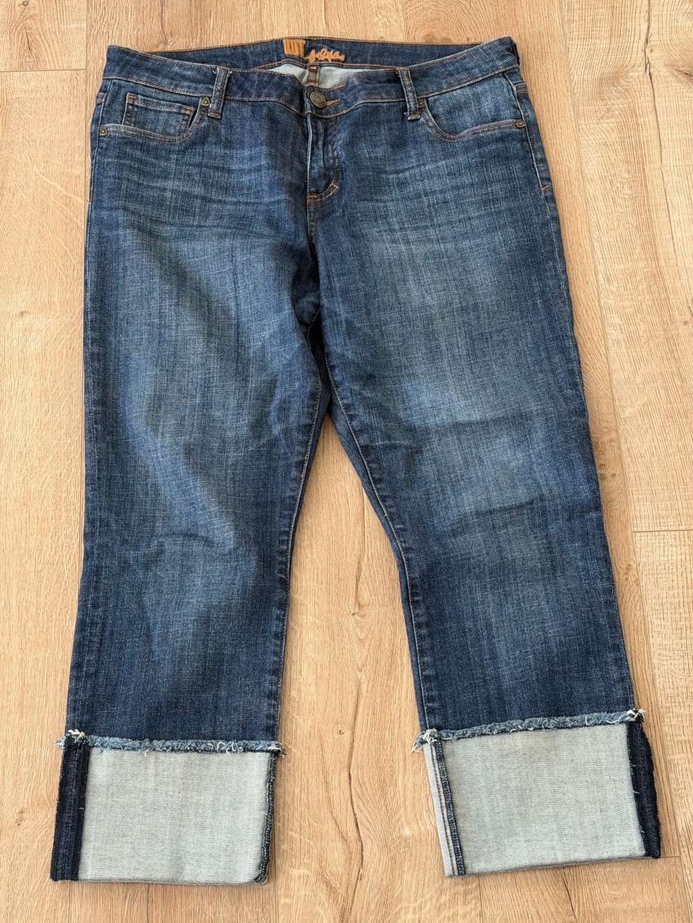 Kut from the Kloth Women’s Size 14 Cuffed Cropped Jeans Mid Rise Dark Wash Denim